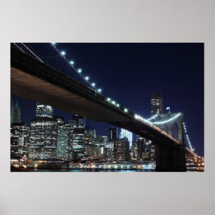Brooklyn Bridge at Night, New York City Poster