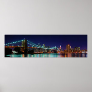 Brooklyn Bridge at Night Panorama Poster
