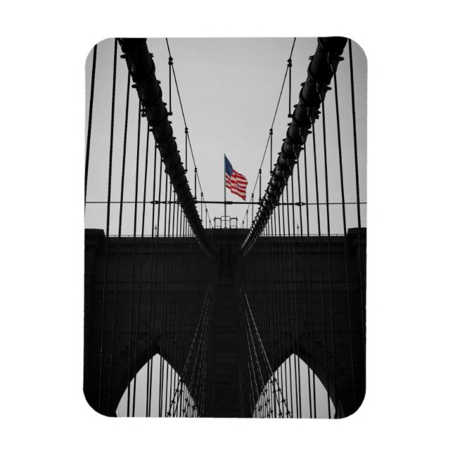 Brooklyn Bridge Black And White Photography Magnet (Vertical)