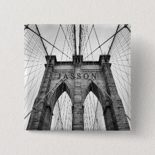 Brooklyn Bridge Black & White Photo 2 Inch Square Button