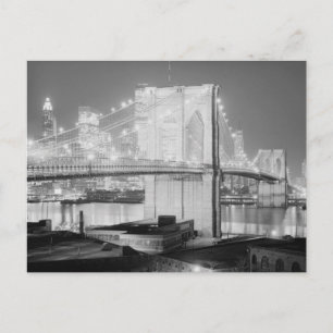 Brooklyn Bridge Black & White Postcard