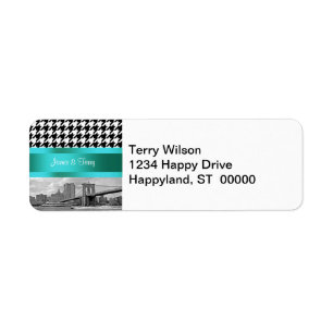 Brooklyn Bridge Blk Wht Houndstooth Return Address