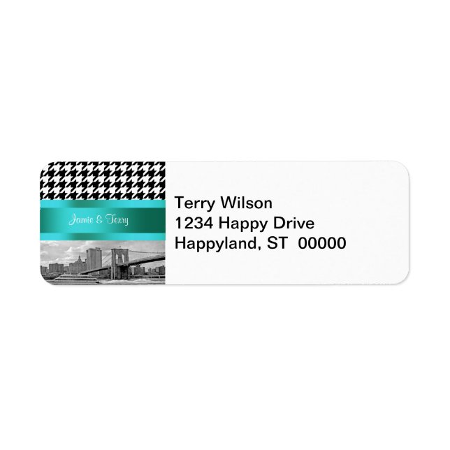 Brooklyn Bridge Blk Wht Houndstooth Return Address (Front)