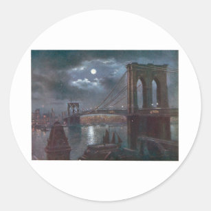Brooklyn Bridge by Moonlight Classic Round Sticker