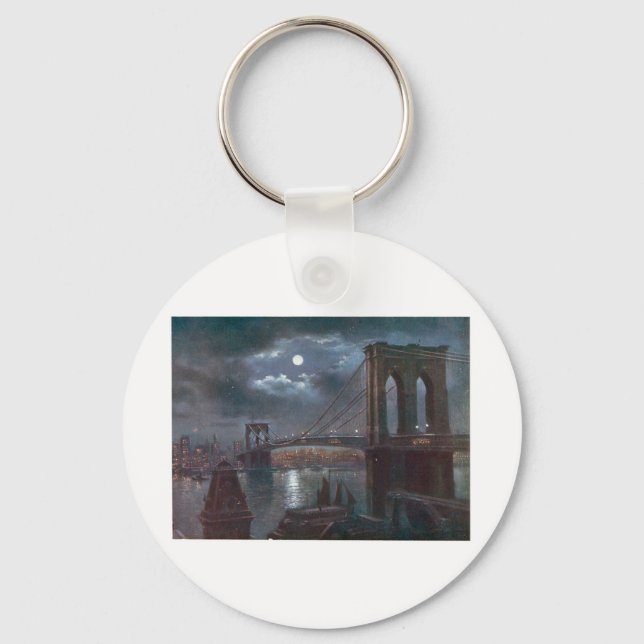Brooklyn Bridge by Moonlight Keychain (Front)