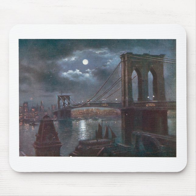 Brooklyn Bridge by Moonlight Mouse Pad (Front)