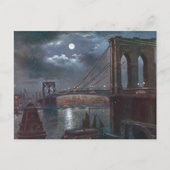 Brooklyn Bridge by Moonlight Postcard (Front)