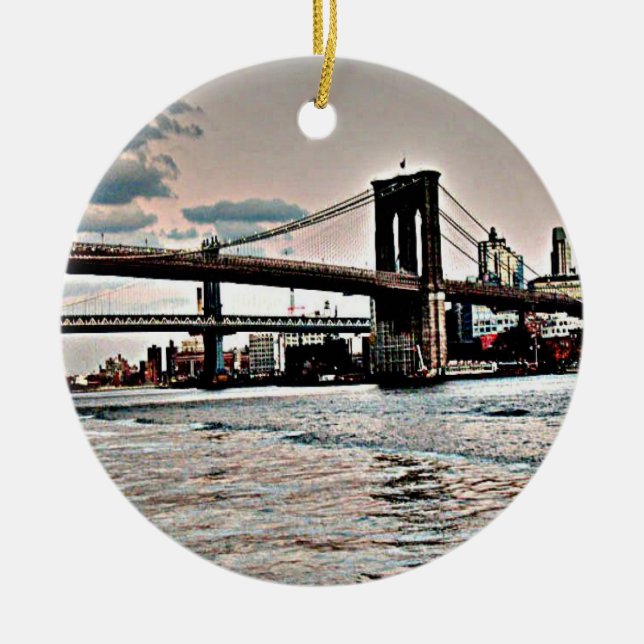 Brooklyn Bridge Ceramic Ornament (Front)