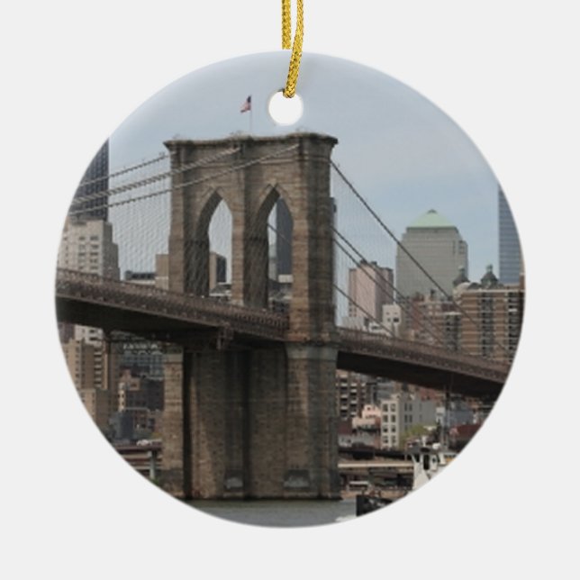 Brooklyn Bridge Ceramic Ornament (Front)