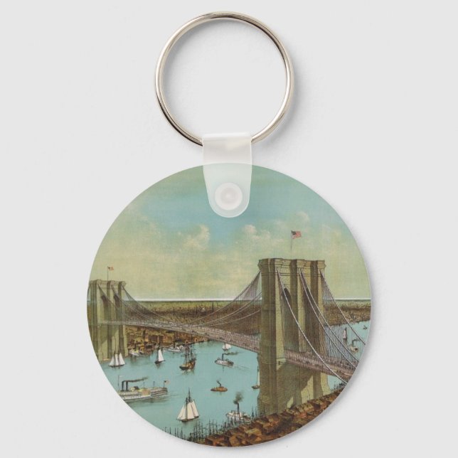 Brooklyn Bridge Colour Postcard Keychain (Front)