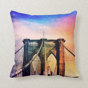 Brooklyn Bridge - Colourful - New York City Throw Pillow