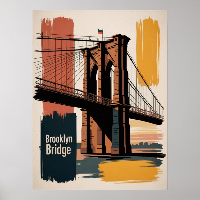 Brooklyn bridge crossing at sunset poster (Front)