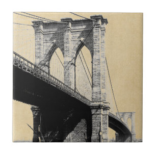 Brooklyn Bridge Ferry Boats 1896 Tile