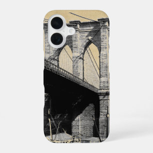 Brooklyn Bridge Ferry Boats Sepia iPhone 16 Case