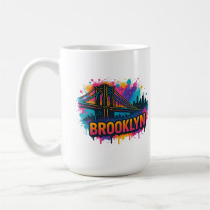 Brooklyn Bridge Graffiti Pop Art – Colourful Urban Coffee Mug