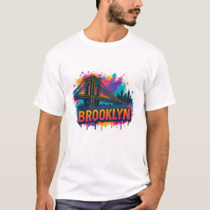 Brooklyn Bridge Graffiti Pop Art – Colourful Urban T-Shirt