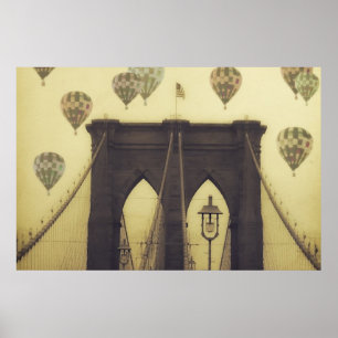 Brooklyn Bridge Hot Air Balloons Poster