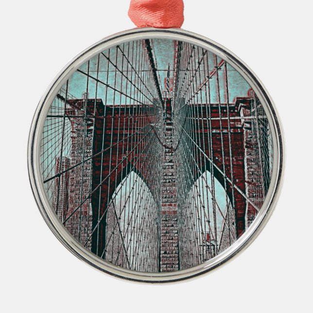 Brooklyn Bridge in NYC Metal Ornament (Front)