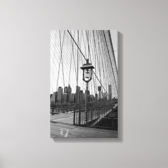 Brooklyn Bridge Lamp in B&W on canvas (Front)