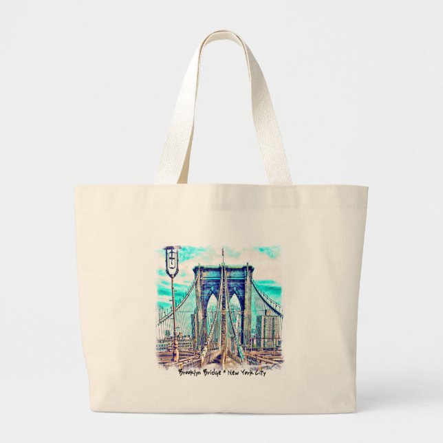 Brooklyn Bridge Large Tote Bag (Front)