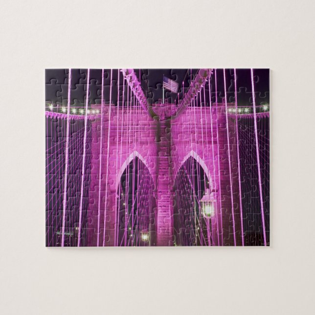 Brooklyn Bridge Lit Purple Jigsaw Puzzle (Horizontal)