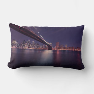 Brooklyn Bridge, Manhattan Lights, New York City Lumbar Pillow