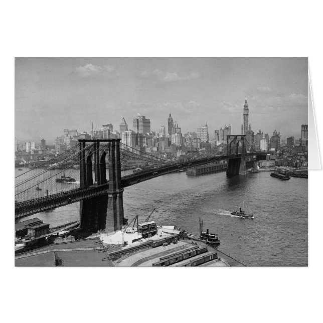 Brooklyn Bridge & Manhattan Skyline, 1920 (Front Horizontal)