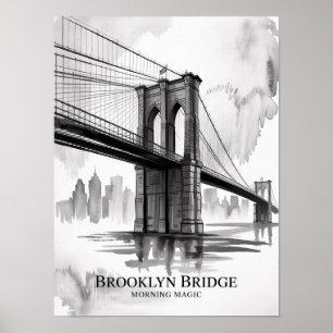 Brooklyn Bridge Morning Magic Ink Poster