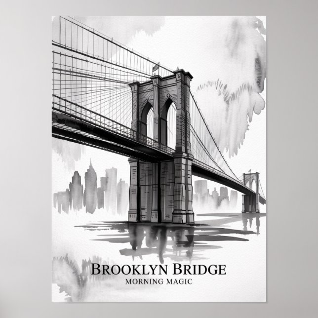 Brooklyn Bridge Morning Magic Ink Poster (Front)