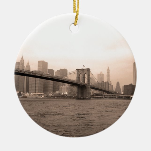 Brooklyn Bridge New York Ceramic Ornament (Front)