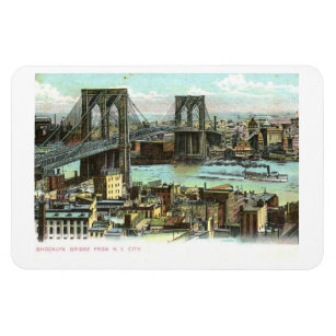Brooklyn Bridge, New York City 1910 Vintage Postca Magnet