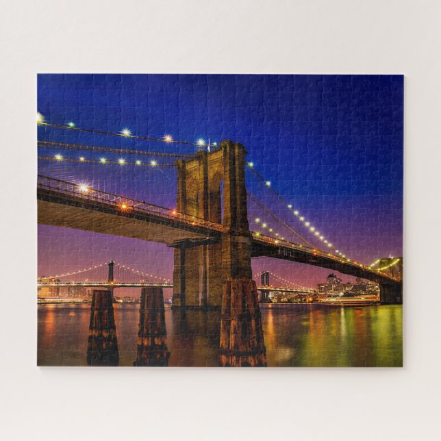 Brooklyn Bridge, New York City at Night Jigsaw Puzzle (Horizontal)