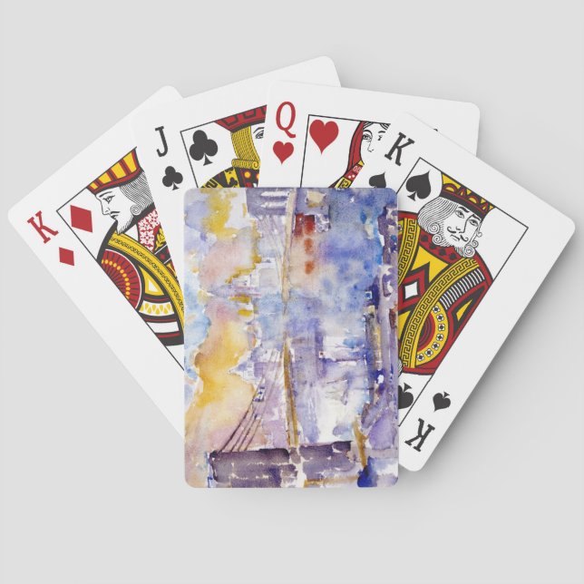 Brooklyn Bridge (New York City) (by John Marin) Playing Cards (Back)