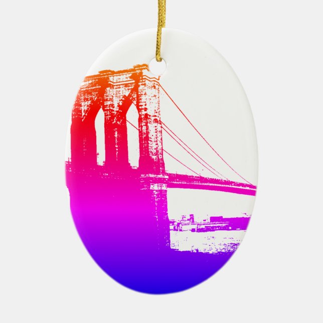 Brooklyn Bridge New York City Ceramic Ornament (Front)