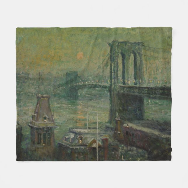 Brooklyn Bridge (New York City Landmark) (NYC) Fleece Blanket (Front (Horizontal))