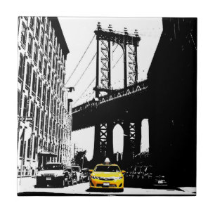 Brooklyn Bridge New York City Ny Nyc Yellow Taxi Tile