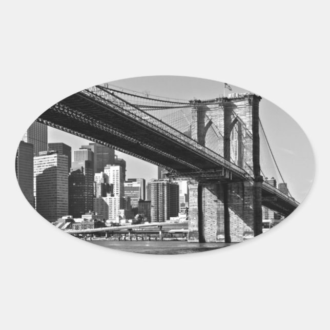 Brooklyn Bridge New York City Oval Sticker (Front)