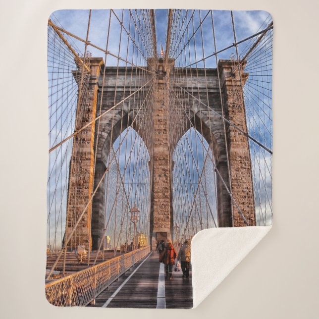 Brooklyn Bridge New York City Sherpa Blanket (Front)