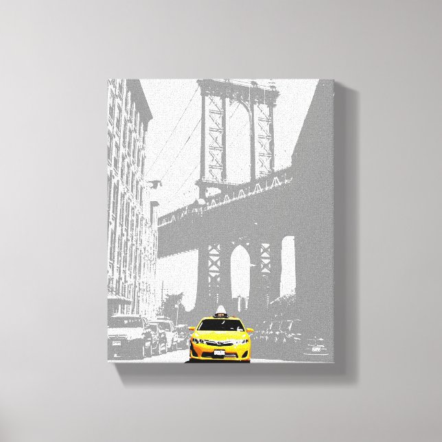 Brooklyn Bridge New York City Yellow Taxi Nyc Canvas Print (Front)
