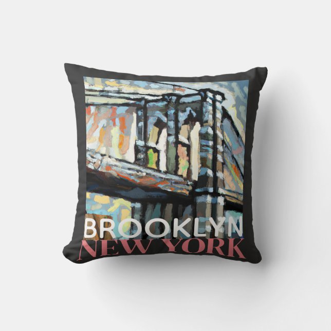 Brooklyn Bridge New York Throw Pillow (Front)