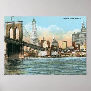 Brooklyn Bridge, New York Vintage Poster