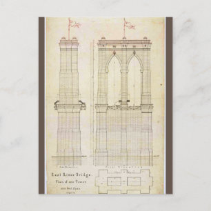 Brooklyn Bridge NYC architecture blueprint vintage Postcard