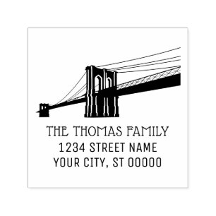Brooklyn Bridge NYC Silhouette Name Return Address Self-inking Stamp