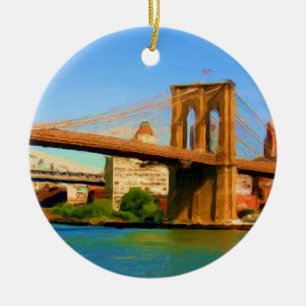Brooklyn Bridge Painting Ceramic Ornament