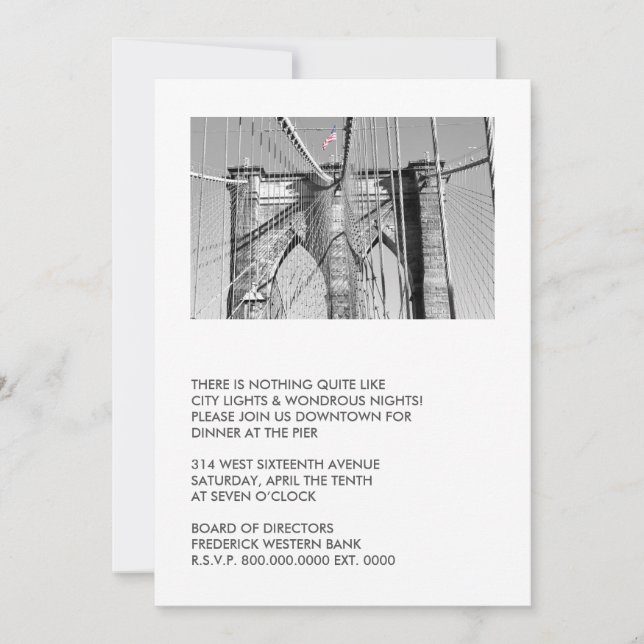 Brooklyn Bridge Party Invitations (Front)