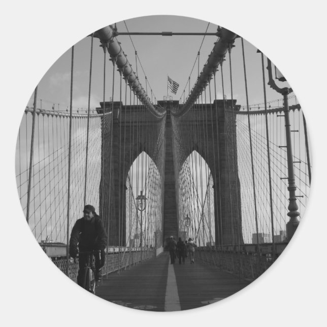 Brooklyn Bridge Photo Classic Round Sticker (Front)