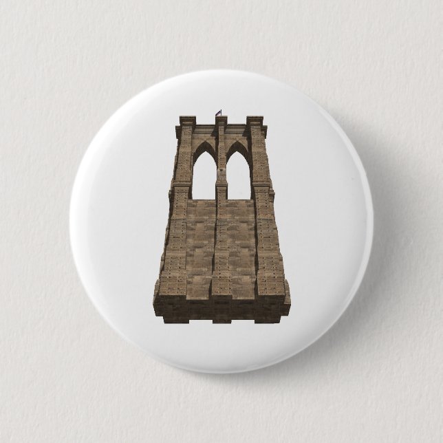Brooklyn Bridge Pillar: 3D Model: 2 Inch Round Button (Front)