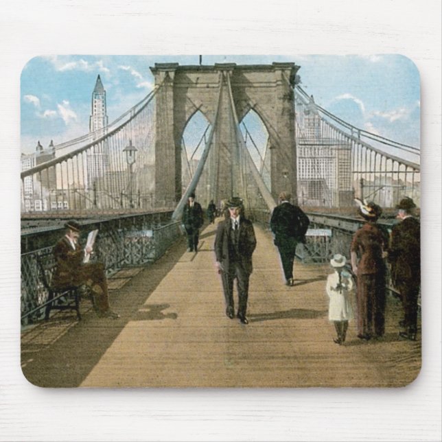 Brooklyn Bridge Promenade, New York City Mouse Pad (Front)