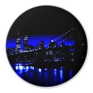 Brooklyn Bridge, River Manhattan Cityscape, Ceramic Knob