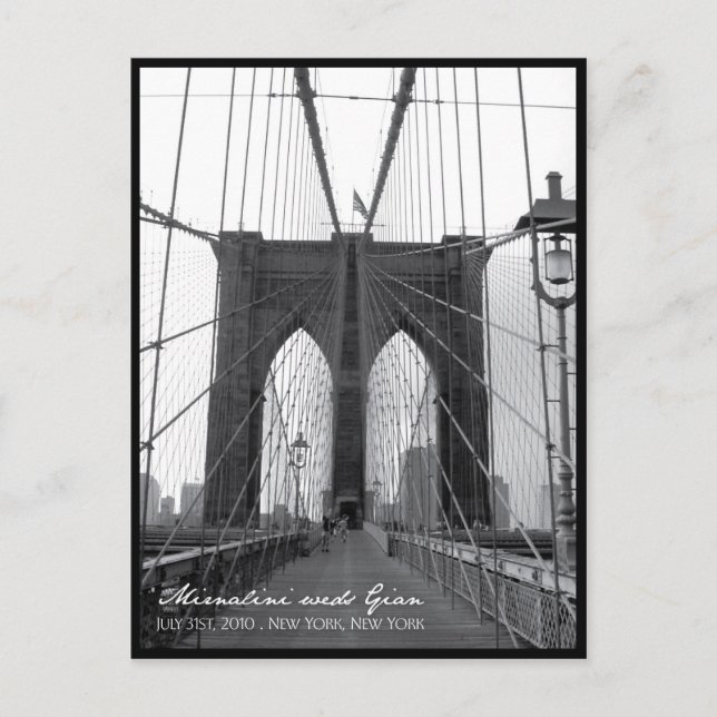 Brooklyn Bridge Save the Date Announcement Postcard (Front)